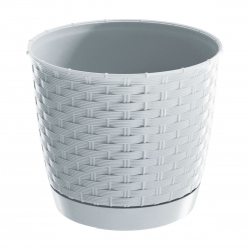 Okrągła doniczka z podstawką Ratolla - 25 cm - biała - Prosperplast