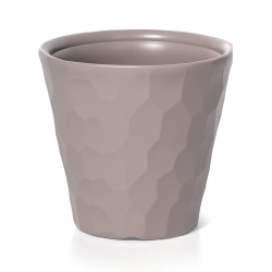 Doniczka okrągła Rocka - lekka i ozdobna - 30 cm - mocca