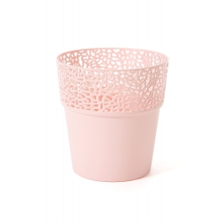 Osłonka z koronkowym wykończeniem, ażurowa Rosa - 13 cm - pudrowy róż