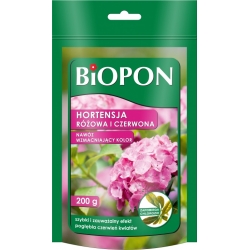 Nawóz wzmacniający kolor do hortensji czerwonej i różowej - Biopon - 200 g