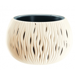 Doniczka okrągła + wkład Sandy Bowl - 29 cm - kremowy
