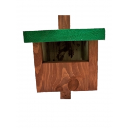 Budka lęgowa dla ptaków - kopciuszków, kosów, rudzików i pustułek - brązowa z zielonym dachem