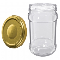 Słoje zakręcane szklane, słoiki - fi 66 - 315 ml + zakrętki złote - 12 szt.