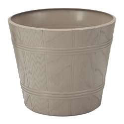 Osłonka drewnopodobna okrągła Elba - 19 cm - szarobeżowa