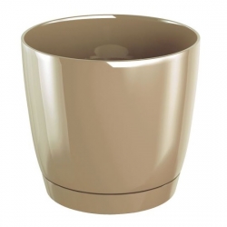 Okrągła doniczka z podstawką Coubi - 18 cm - Kawa z mlekiem - Prosperplast