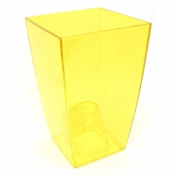 Finezja - osłonka kwadratowa wysoka - żółta transparentna - 12,5 cm