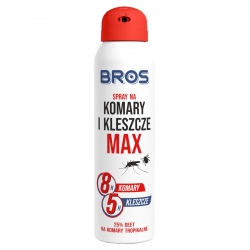 Spray na komary i kleszcze MAX o zwiększonej skuteczności - BROS - 90 ml