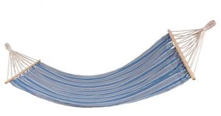 Hamak z płótna - 200 x 80 cm - z drewnianą rozpórką - niebieski
