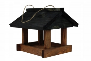 Karmnik dla ptaków - klasyczny do powieszenia - czarno-brązowy