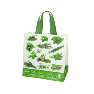 Eko-torba na zakupy - 34 x 34 x 22 cm - motyw ziołowy z białym tłem