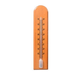 Termometr wewnętrzny drewniany - łuk - 40x185 mm - brąz