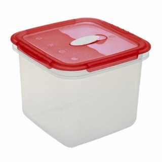 Pojemnik kwadratowy na żywność - 2,5 litra - Micro-Clip - czerwony