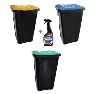 Zestaw 3 pojemników do sortowania śmieci + preparat likwidujący zapachy