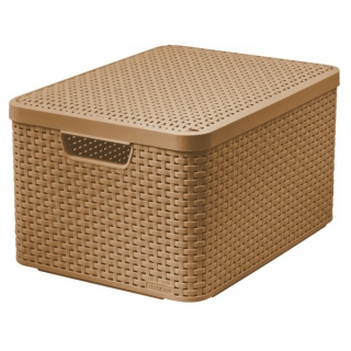 Koszyk  z pokrywą - Rattan Style - 30 litrów - brązowy