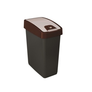 Kosz na śmieci z naciskaną pokrywą - Magne - 25 litrów - brązowy