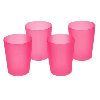 Zestaw kubków plastikowych - 4 x 0,25 litra - różowy