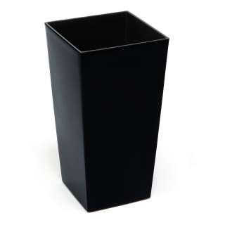 Kwadratowa doniczka wysoka Finezja z wkładem - 30 cm - czarna