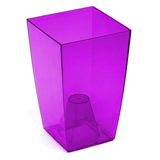 Finezja - osłonka kwadratowa wysoka - fioletowa transparentna - 12,5 cm
