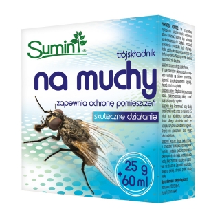 Trójskładnikowy preparat na muchy - zapewnia ochronę pomieszczeń - Sumin - 25 g + 60 ml