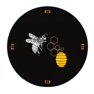 Słoiki zakręcane szklane na miód - fi 82 - 250 ml z zakrętkami - "Pszczoła na czarnym tle" - 120 szt.