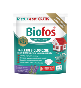 Tabletki biologiczne do szamb i przydomowych oczyszczalni ścieków - saszetka - Biofos - 12 szt. + 4 gratis
