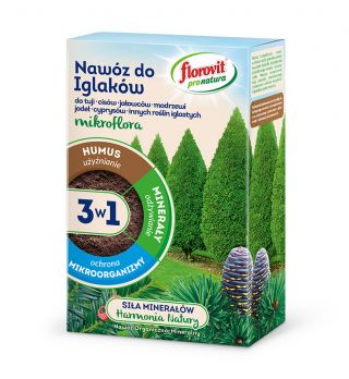 Nawóz do iglaków 3 w 1 - użyźnia, odżywia i chroni - Pro Natura - Florovit - 1 kg