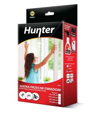 Siatka na okno przeciw owadom z taśmą samoprzylepną - czarna - 75 x 150 cm - Hunter