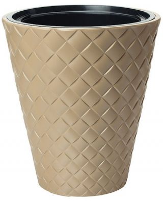 Doniczka okrągła z wkładem Makata - 30 cm - cafe latte