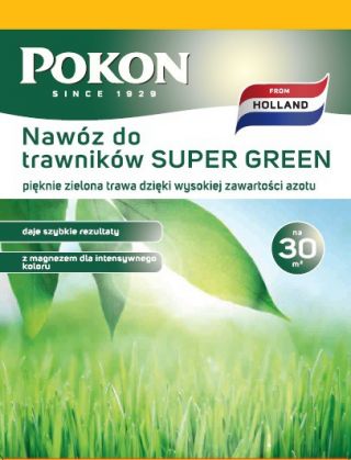 Nawóz do trawników - Super Green - o wysokiej zawartości azotu - Pokon - 1 kg