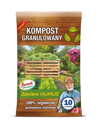 Kompost granulowany pochodzenia roślinnego - do upraw ekologicznych - Florovit - 10 l