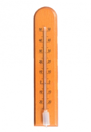 Termometr wewnętrzny drewniany - łuk - 45x205 mm - brąz