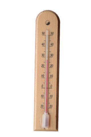 Termometr wewnętrzny drewniany - łuk - 45x205 mm - jasny brąz