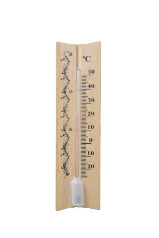 Termometr wewnętrzny drewniany - prosty - 40x150 mm - jasny brąz