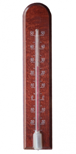 Termometr wewnętrzny drewniany - łuk - 45x205 mm - mahoń