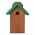 Budka lęgowa dla ptaków do montowania na ścianach i murach - sikorek, wróbli i kowalików - brązowa z zielonym dachem